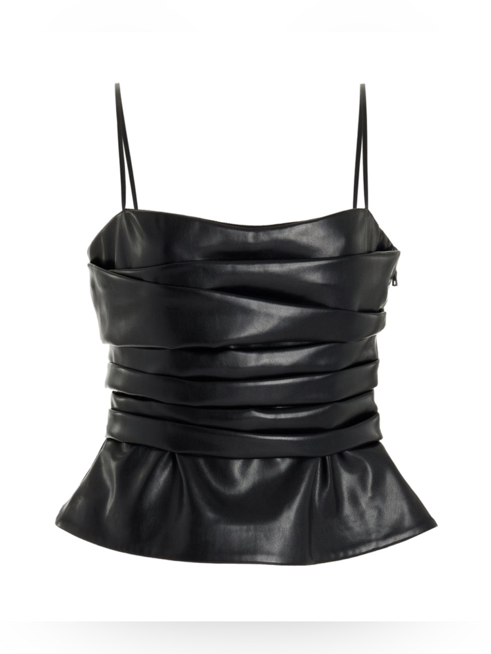 SIMKHAI Imara Vegan Leather Bustier Top in Black/Size 4 - Picture 4 of 11